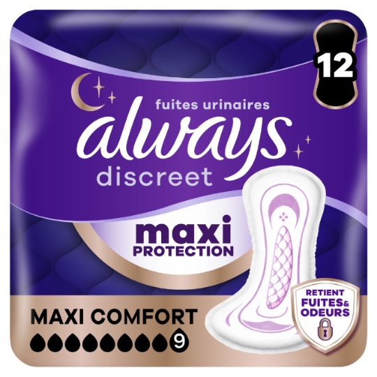 Serviettes pour Fuites Urinaires Maxi Protection Maxi Comfort Discreet ALWAYS