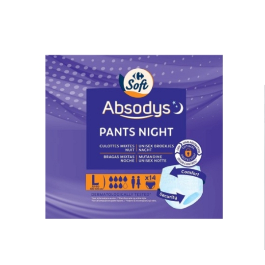 Culottes  pour fuites urinaires sévères, utilisation nuit, tour de hanches 100-135 cm Large ABSODYS