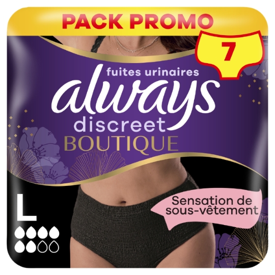 Culottes pour Fuites Urinaires Taille L Couleur Noire Discreet Boutique ALWAYS DISCREET