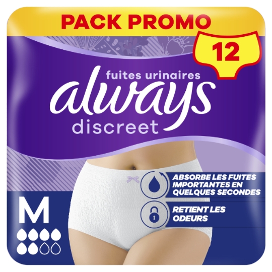 Culottes pour Fuites Urinaires Taille M Couleur Blanche ALWAYS DISCREET
