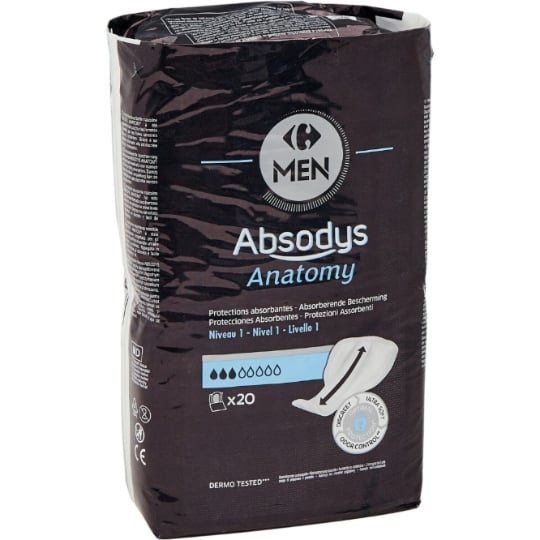 Protections fuites urinaires Homme Niveau 1 Absodys Anatomy CARREFOUR MEN