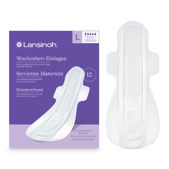 Serviettes maternité Post Accouchement Taille L Très Absorbantes avec Ailettes LANSINOH