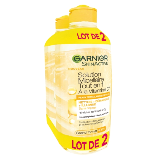 Eau micellaire Tout en 1 Vitamine C Eclat Visage Yeux Lèvres GARNIER