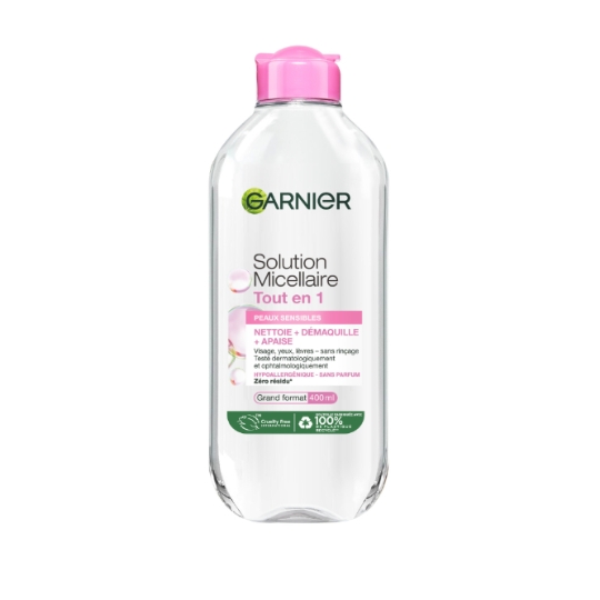 Eau micellaire Visage Yeux Lèvres Peaux Sensibles Nettoie et Apaise Skin Active GARNIER
