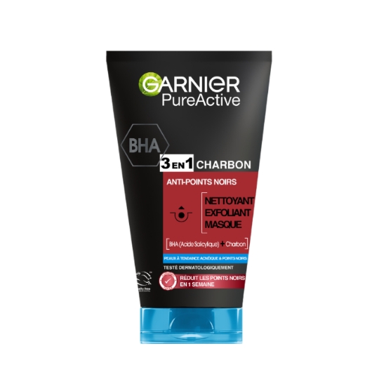 Gel 3 En 1 Anti-Points Noirs Charbon Végétal Acide Salicylique Skin Active GARNIER