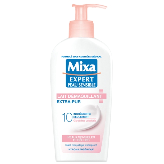 Lait Démaquillant Visage Peau Sèche et Sensible Antidessèchement Extra-Pur Palmitate de Vitamine A MIXA