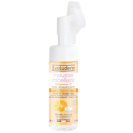 Mousse Micellaire Nettoie Démaquille Purifie Vitamine C Vegan EVOLUDERM