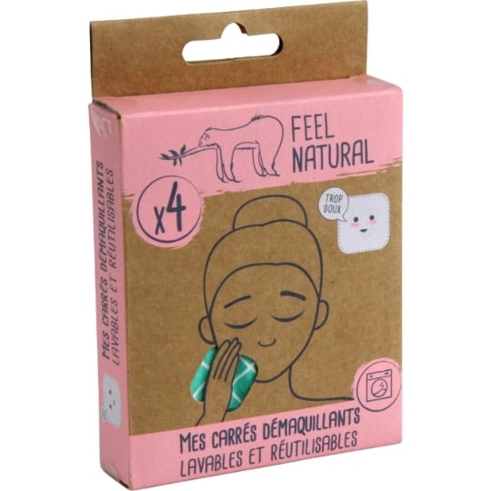 Lingettes Carrés Démaquillants Lavables Réutilisables Doux FEEL NATURAL