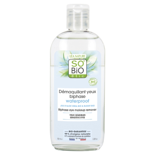 Démaquillant Yeux Sensibles Waterproof Aloe Vera et Bleuet Bio SO'BIO ETIC