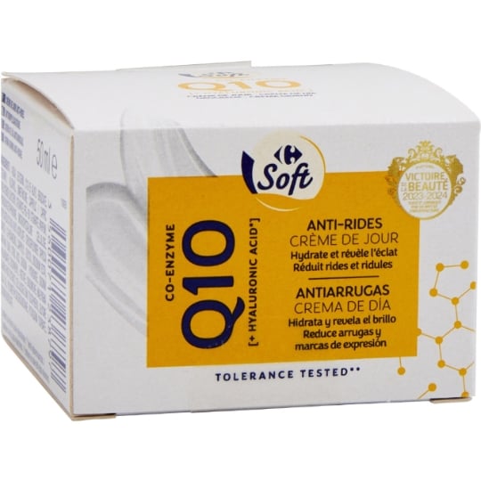 Crème Anti-rides Jour Q10 Coenzyme et Acide Hyaluronique CARREFOUR SOFT