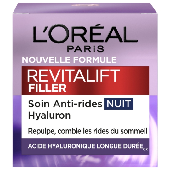 Crème Anti-rides Nuit Visage Peau Mature Revolumisant Acide Hyaluronique Revitalift Filler L'OREAL PARIS