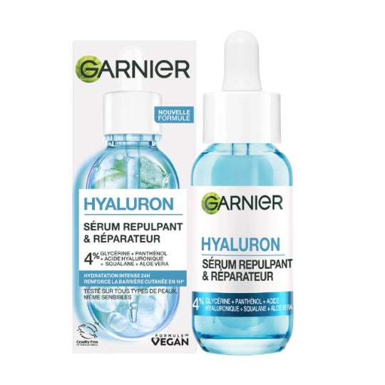 Sérum Hydratant Repulpant et Réparateur Visage 4% Glycérine Panthénol Acide Hyaluronique Squalane Aloe Vera GARNIER