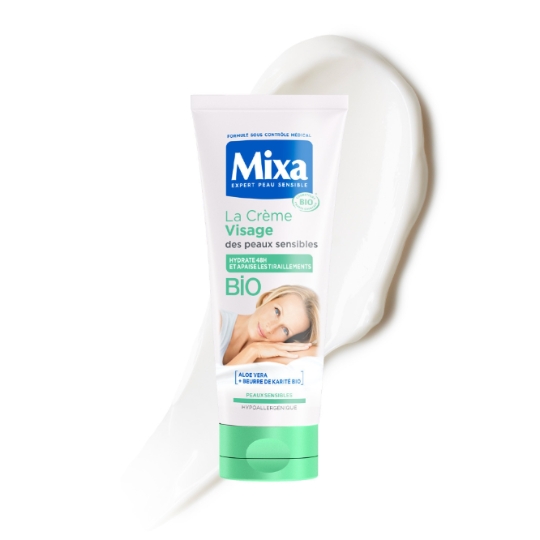 Crème Visage pour Peaux Sensible Hypoallergénique Aloe Vera & Beurre de Karité Bio MIXA