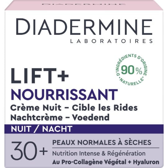 Crème Nuit Anti-rides Liftant Nourrissant Pro-Collagène Végétal Actif Soja DIADERMINE