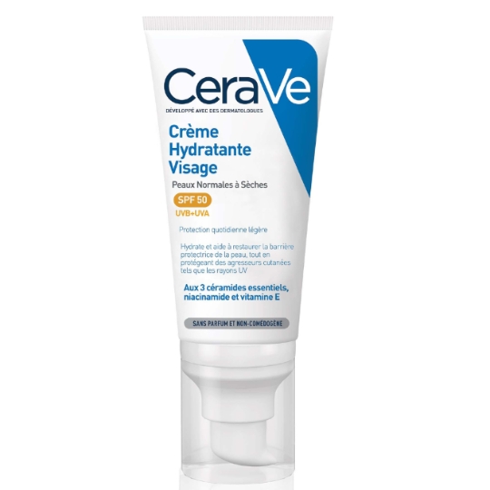 Crème Hydratante Visage Spf50 Peau Normale à Sèche CERAVE