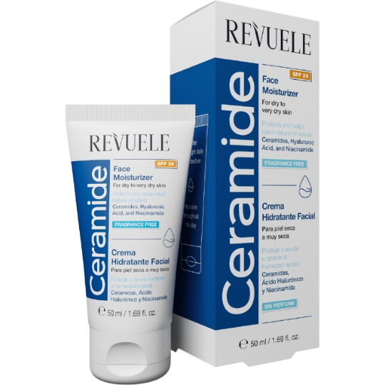 Crème Visage Peau Sèche à Très Sèche Aux Céramides Acide Hyaluronique et Niacinamide Spf25 REVUELE