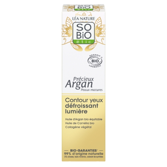 Crème Contour des Yeux Défroissant Lumière Visage Peau Mature Précieux Argan Bio SO'BIO ETIC