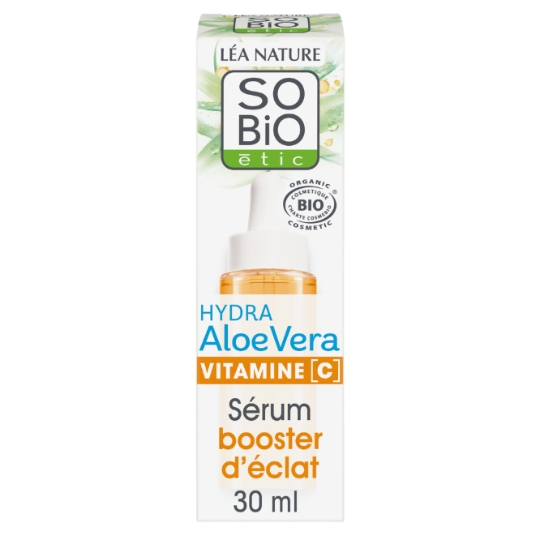 Sérum Hydratant Visage Tous Types de Peaux Même Sensibles Aloe Vera Vitamine C Booster d'Eclat Hydratant 24H Bio SO'BIO ETIC