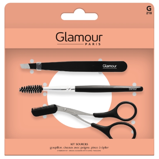 Kit Sourcils À Sourcil Goupillon Ciseaux Avec Peigne Pince À Épiler GLAMOUR PARIS