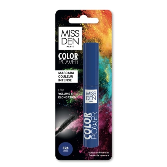Mascara Volume Allongeant Teinte Bleu Éclatant (406) Color Power MISS DEN