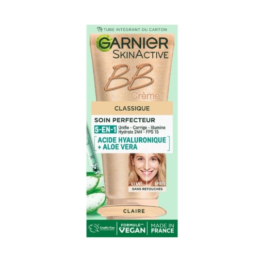 BB crème Soin Perfecteur Classique Tout-En-1 Claire Vegan Acide Hyaluronique Aloe Vera GARNIER