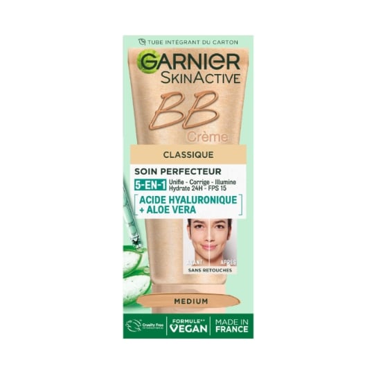 BB crème Soin Perfecteur Classique Teint Medium Unifie le Teint Aloe Vera Acide Hyaluronique GARNIER