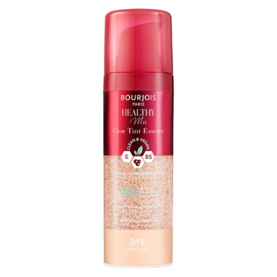 Fond de teint Fluide Vitamines Extrait De Cranberry Hydratant Lumineux Clean & Vegan Teinte Fair Light (015) Healthy Mix Glow Tint Essence BOURJOIS