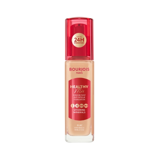Fond de Teint Anti-Fatigue Foundation C E B5 B3 Vitamins Minerals 51.5C Vanille Rosé Healthy Mix BOURJOIS
