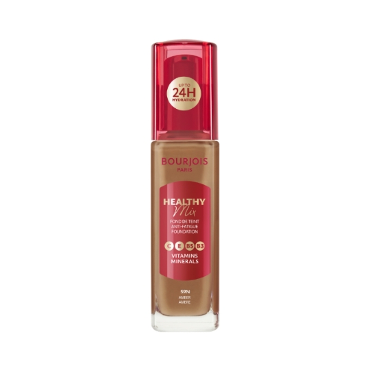 Fond de teint Anti-Fatigue Foundation C E B5 B3 Vitamins Minerals 59N Ambre Healthy Mix BOURJOIS