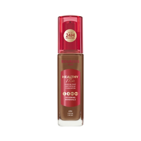Fond de teint Anti-Fatigue Foundation C E B5 B3 Vitamins Minerals 63N Cacao Healthy Mix BOURJOIS