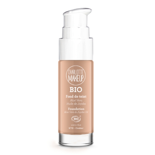 Fond de teint Liquide Bio Couvrance Idéale Teinte Beige Pêche (N°8) Aloé Vera & Huile De Jojoba CHARLOTTE MAKE UP BIO