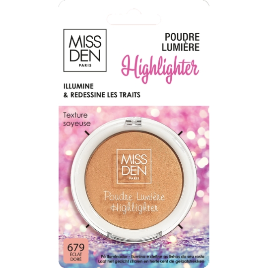 Highlighter Poudre Lumière Texture Soyeuse Teinte Eclat Doré (679) MISS DEN