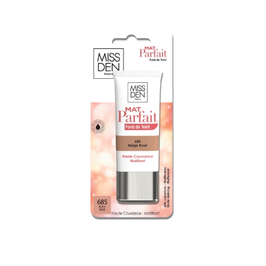 Fond de teint Liquide Matifiant Teinte (3) Longue Tenue Mat Parfait MISS DEN