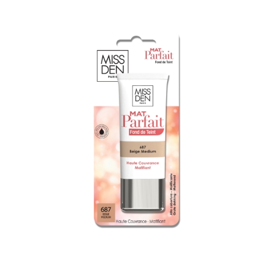 Fond de teint Liquide Mat Longue Tenue Teinte 9 Parfait MISS DEN
