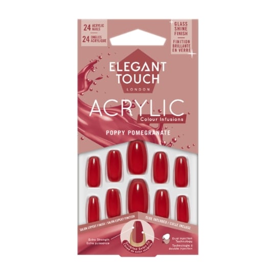 Faux Ongles Acrylic Poppy Pomegranate ELEGANT TOUCH