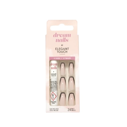 Faux Ongles  Dream Nails Black French  ELEGANT TOUCH