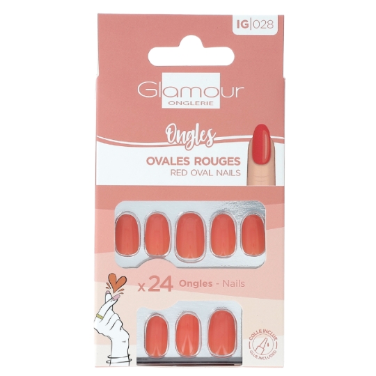 Faux Ongles Ovales Rouge GLAMOUR BEAUTE