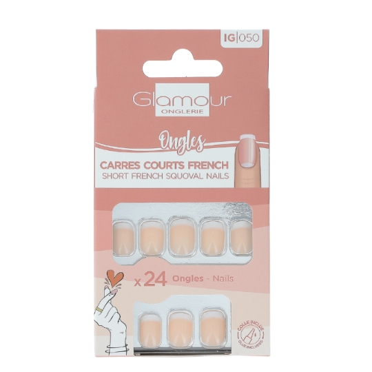 Faux ongles Carrés Courts French Manucure GLAMOUR BEAUTE