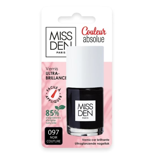 Vernis à Ongles Biosourcé Teinte Noir Couture (097) Couleur Absolue MISS DEN