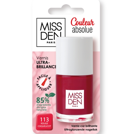 Vernis à Ongles Teinte Rouge Coquelicot Couleur Absolue MISS DEN