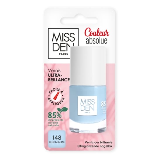 Vernis à Ongles Vegan Teinte Bleu Glacial (148) Couleur Absolue MISS DEN