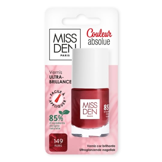 Vernis à Ongles Teinte Rouge Rubis (149) Couleur Absolue Vegan MISS DEN
