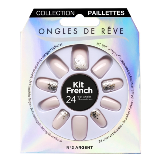 Faux ongles Pailletés Teinte Argent (N°002) NS
