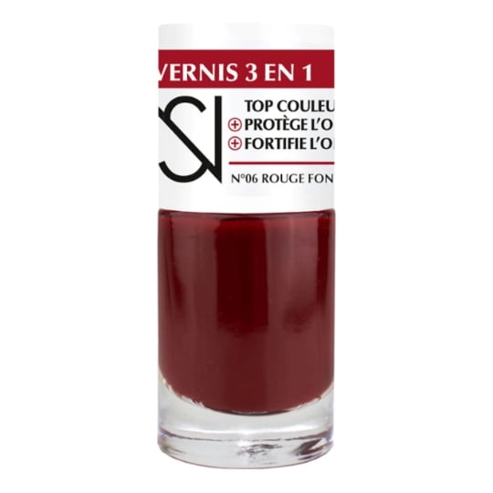 vernis à ongles 3 en 1 Couleur Protège l'ongle Fortifie l'ongle Teinte Rouge Fonc (06) NS