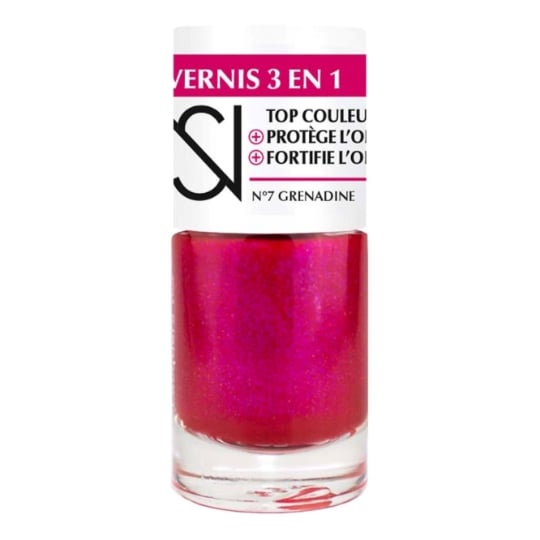 vernis 3 en 1 Top Couleur Protection Fortifiant Teinte N°7 Grenadine NS