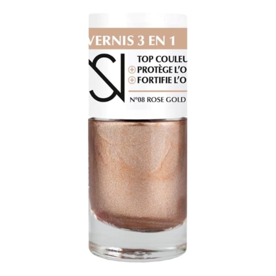 vernis 3 en 1 Top couleur Protège l'ongle Fortifie l'ongle Teinte Rose Gold (08) NS