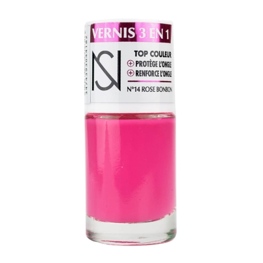 vernis à ongles 3 en 1 Top Couleur Protège l'ongle Renforce l'ongle Teinte Rose Bonbon (N°14) NS