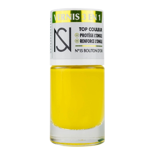 vernis 3 en 1 Top Couleur Protège l'Ongle Renforce l'Ongle Teinte Bouton d'Or N°15 NS