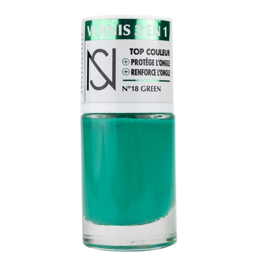 vernis 3 en 1 Top Couleur Protège L'Ongle Renforce L'Ongle Teinte N°18 Vert NS