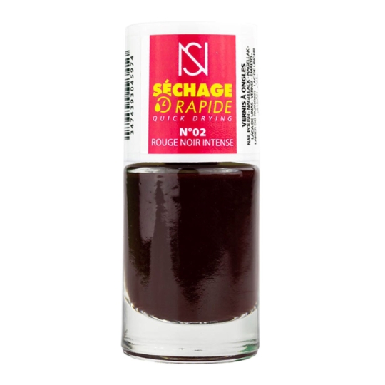 Vernis à Ongles Séchage Rapide N°02 Rouge Noir Intense NS